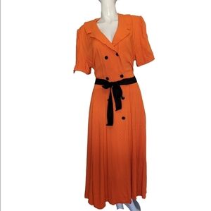Vintage Orange Polka Dot Double-Breasted Dress, VGUC, Size XXL